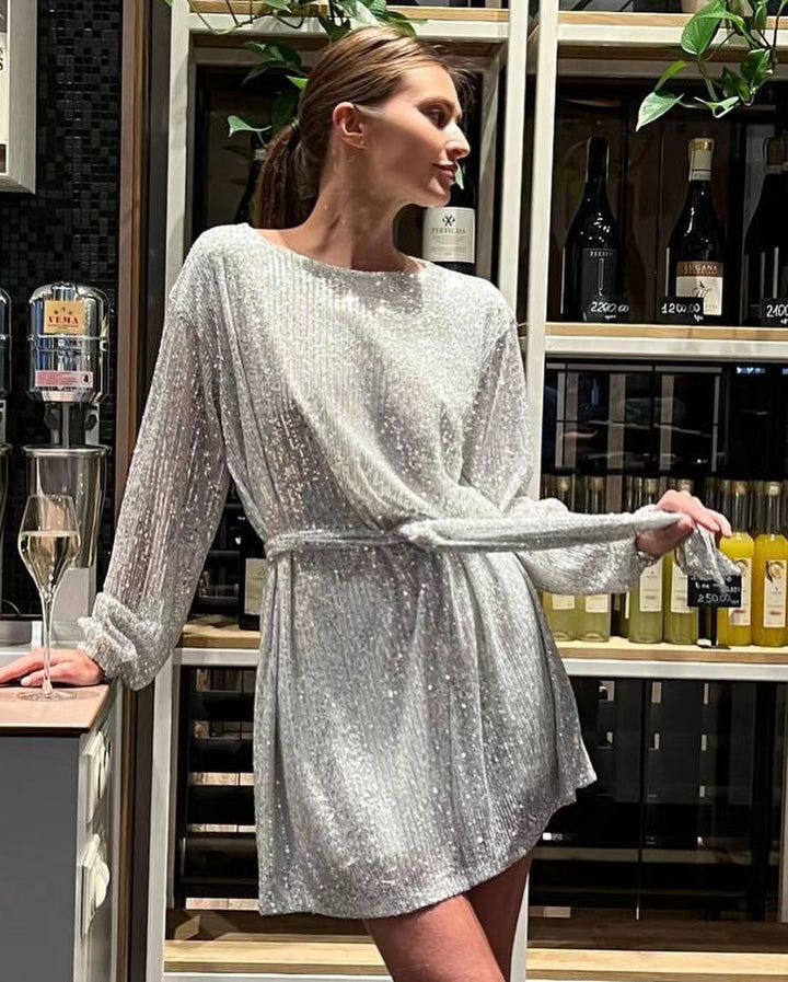 Levoire | Couleur unie, à sequins, taille taille Argent