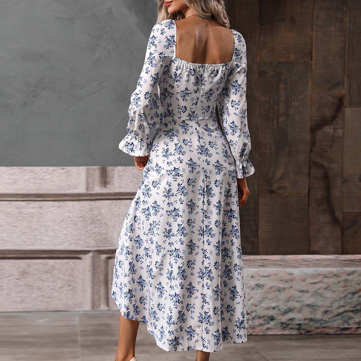 Robe maxi femme avec motifs floraux et décolleté en V profond Levoire