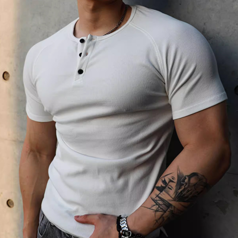 Levoire | T-shirt Henley avec Coton Respirant et Coupe Ajustée pour Hommes