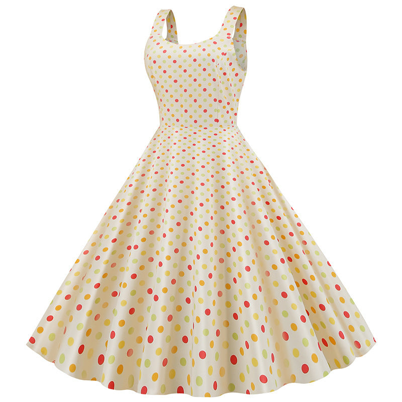 Robe swing pour femmes avec motif à pois classique et coupe évasée Levoire