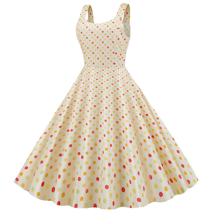 Robe swing pour femmes avec motif à pois classique et coupe évasée Levoire