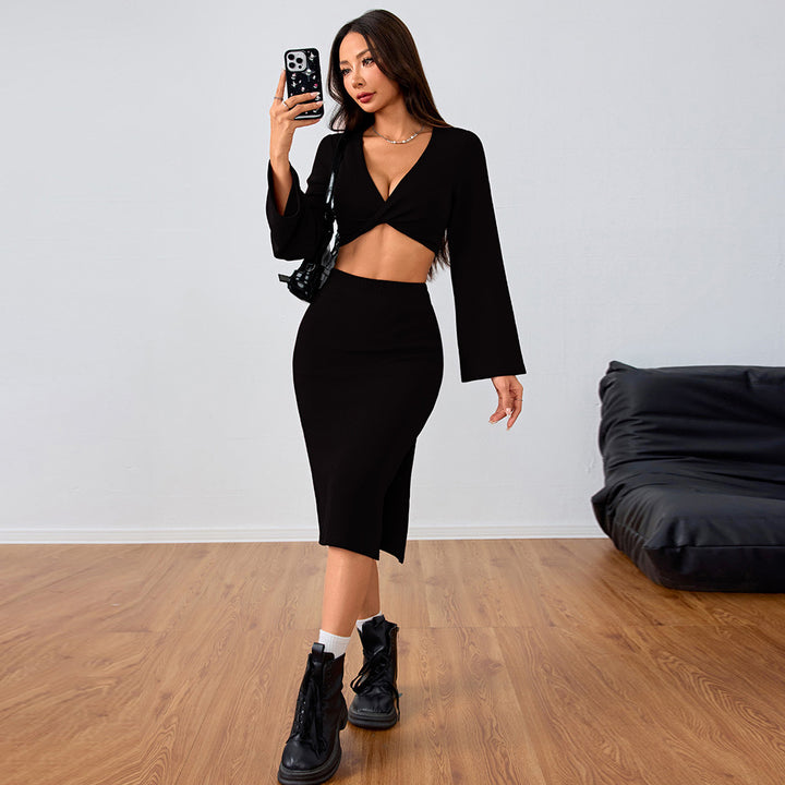Ensemble femme avec un crop top léger et une jupe midi moulante Levoire