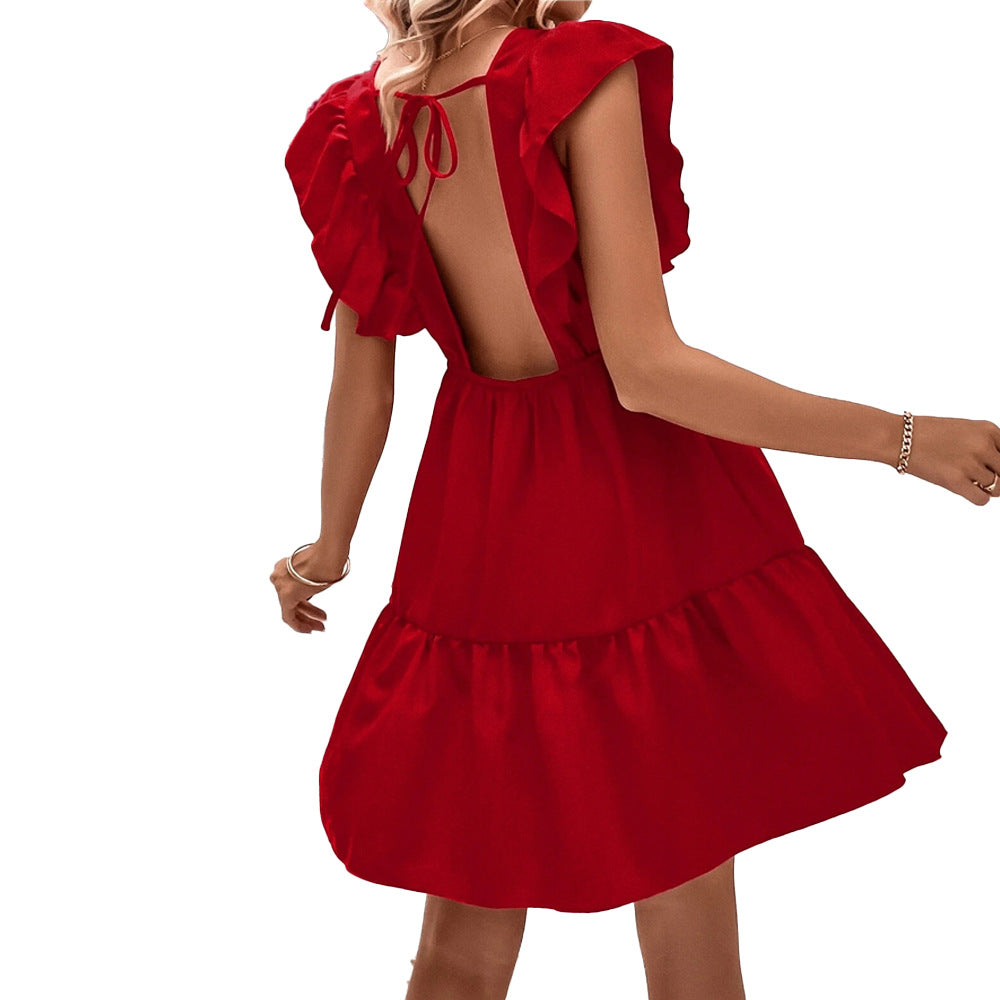 Robe d'été femme avec des manches volantes et un dos ouvert Levoire