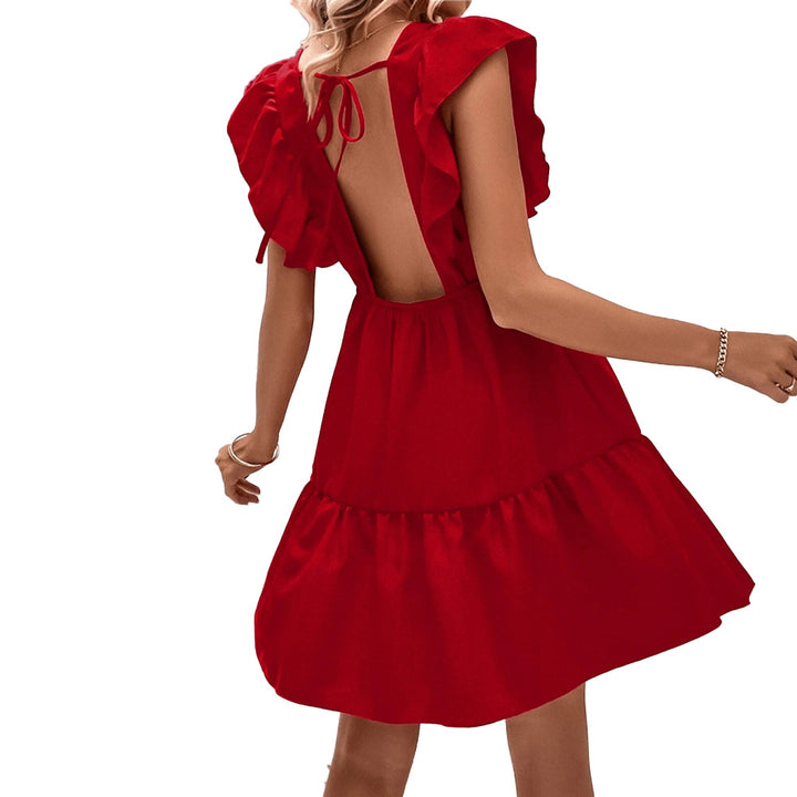Robe d'été femme avec des manches volantes et un dos ouvert Levoire