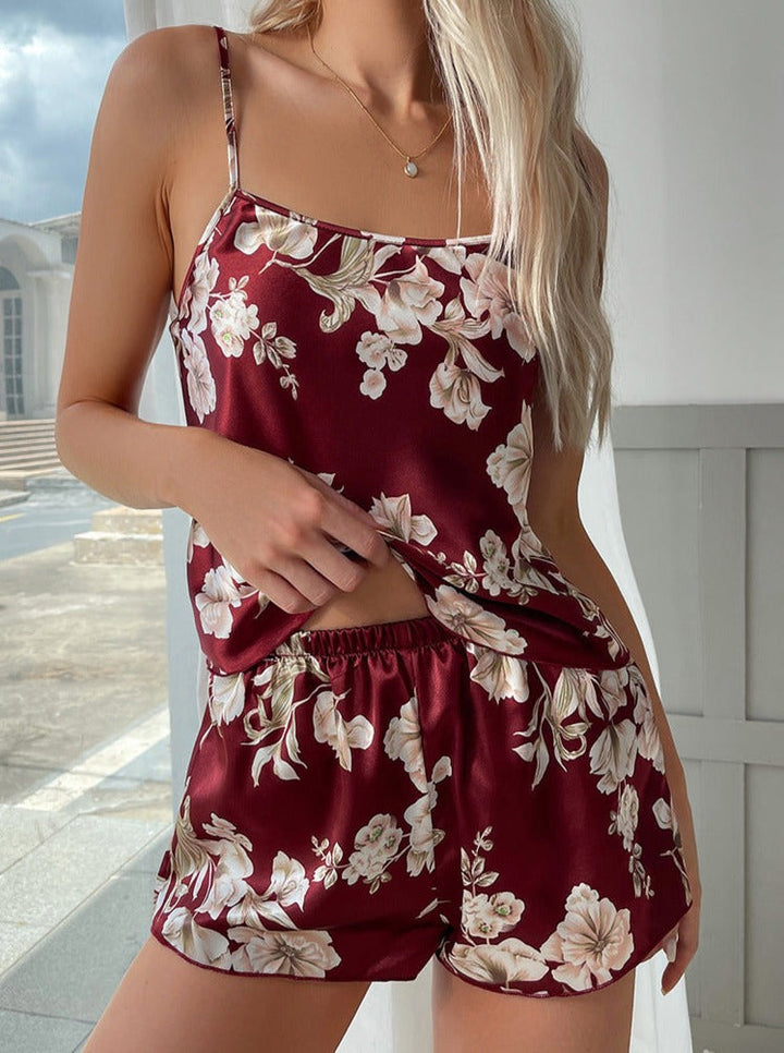 Levoire | Body Sexy À Motif Floral Deux Pièces Sans Manches Rouge vin