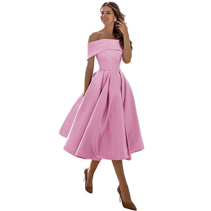 Levoire | Robe de soirée en satin sans bretelles décontractée Rose