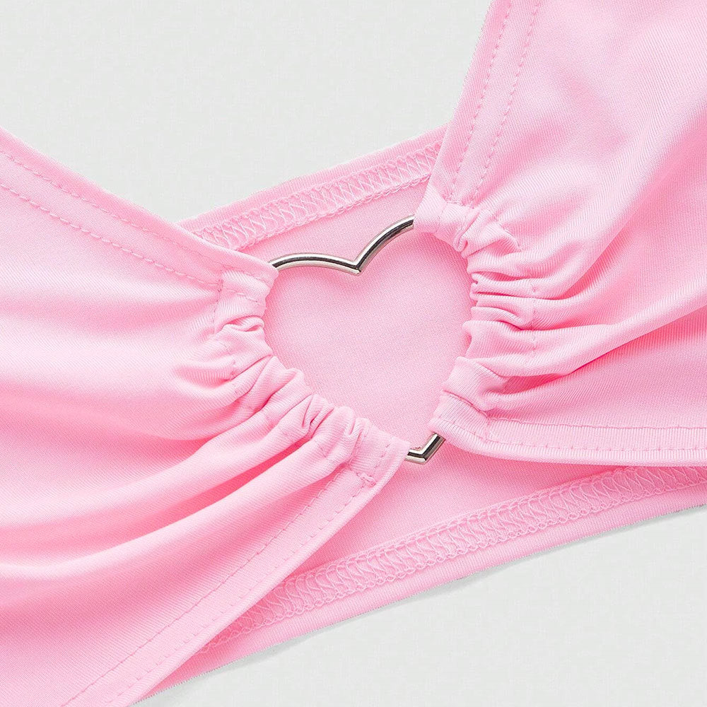 Haut de maillot de bain pour femme avec décolleté en forme de cœur et liens réglables Levoire