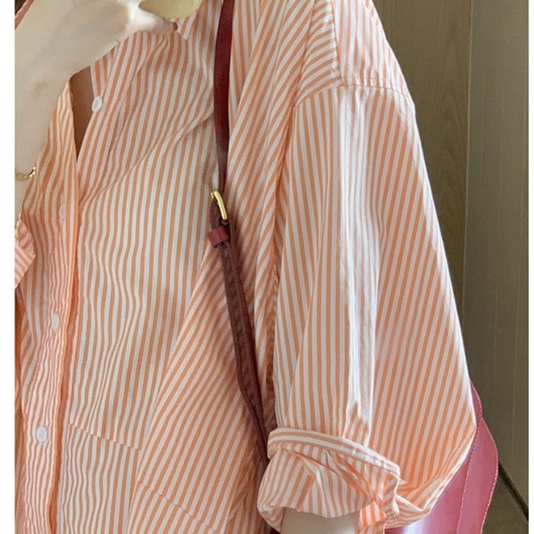 Chemise femme surdimensionnée blouse avec motif rayé et détails de bouton Levoire