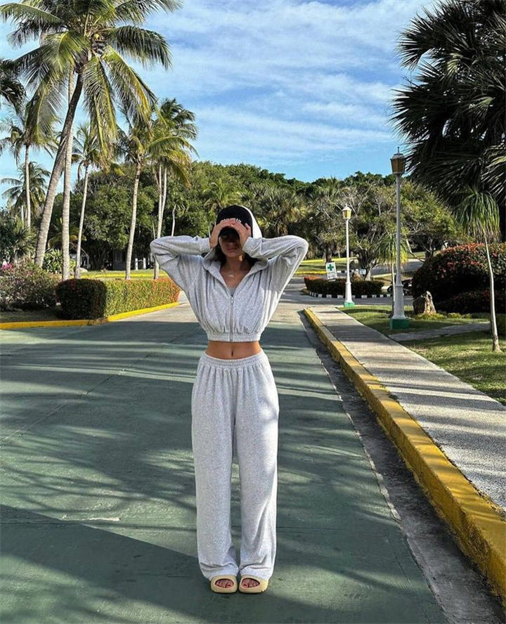 Levoire | Confortable Sweat à Capuche Ensemble Pantalon Ajusté Gris clair