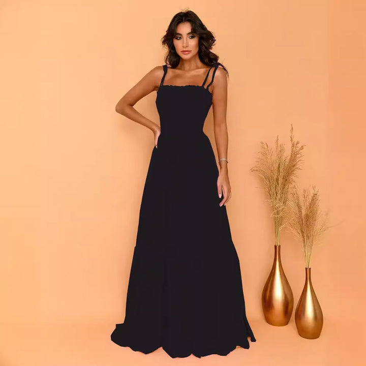 Robe maxi pour femme avec corsage élastique et nœud ludique Levoire