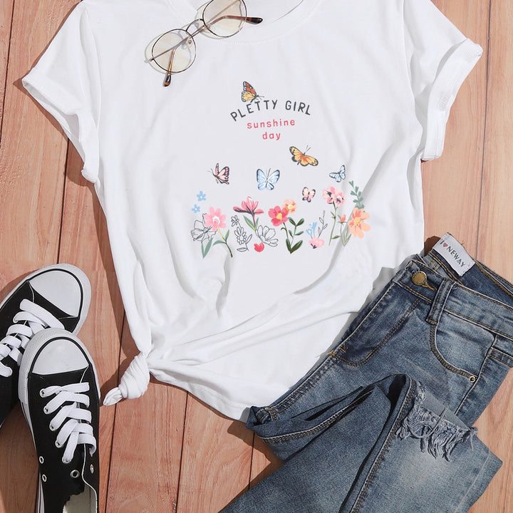 T-shirt pour femmes avec imprimé floral ludique et imprimé élégant Levoire