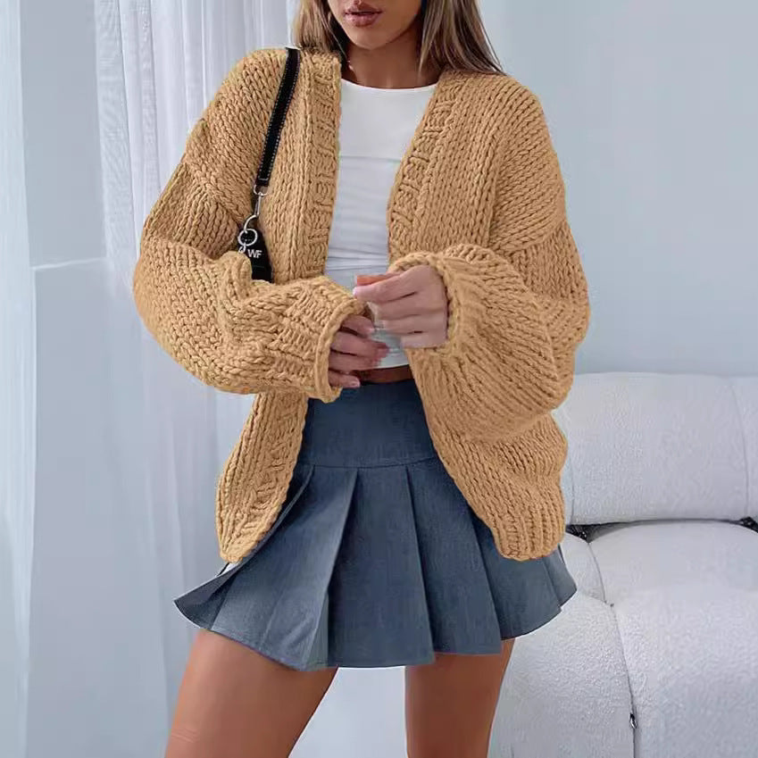 Cardigan en tricot doux pour femme avec des manches volumineuses et un devant ouvert Levoire