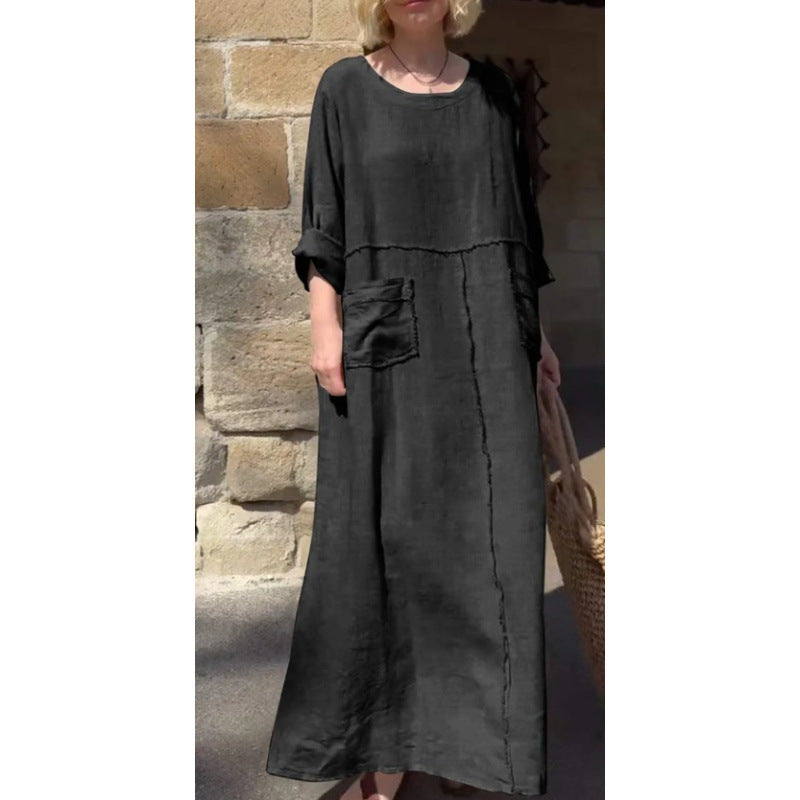 Levoire | Robe sac à dos Manches longues Relaxante Robe plissée Noir