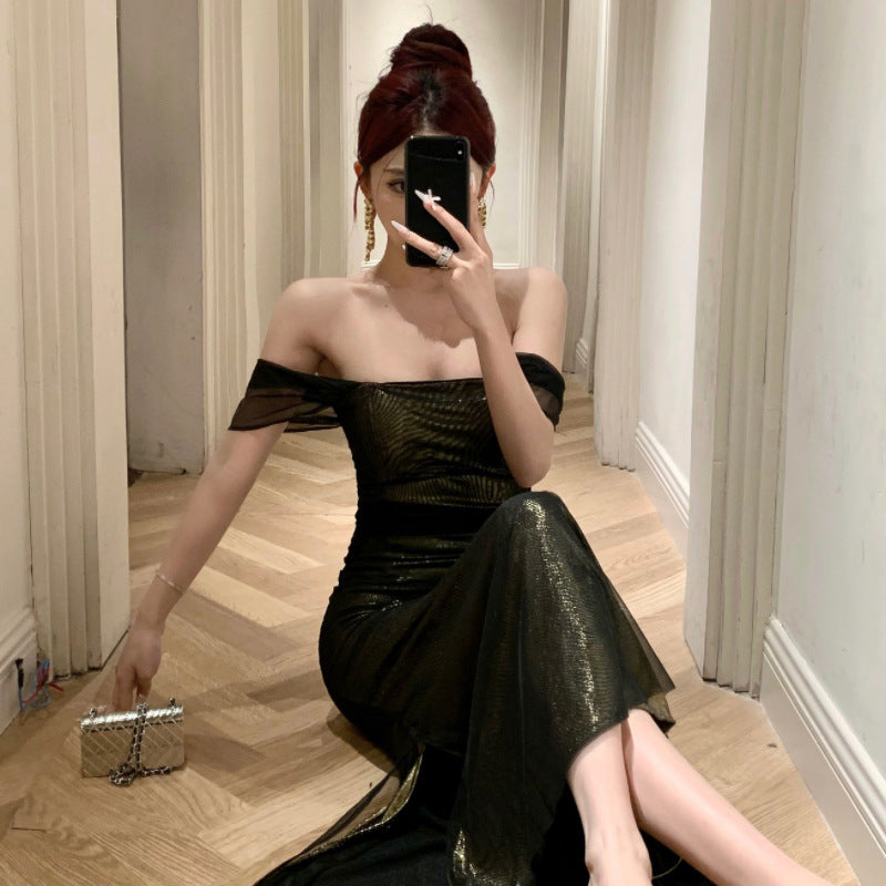 Levoire | robe transparente Slim-Fit fente légère luxueuse