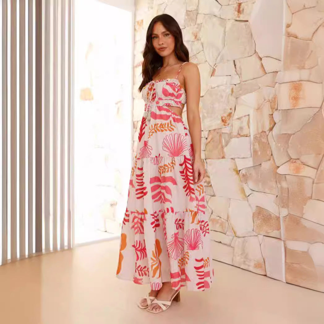 Robe maxi hamac pour femmes avec volants et accents en dentelle Levoire