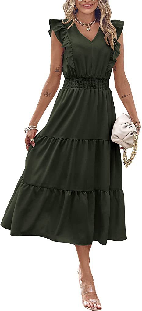 Robe à manches longues pour femmes avec manches bouffantes et jupe volumineuse Levoire