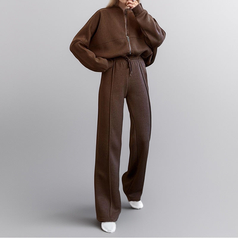 Ensemble sportif pour femmes avec fermeture éclair et jambes larges Levoire