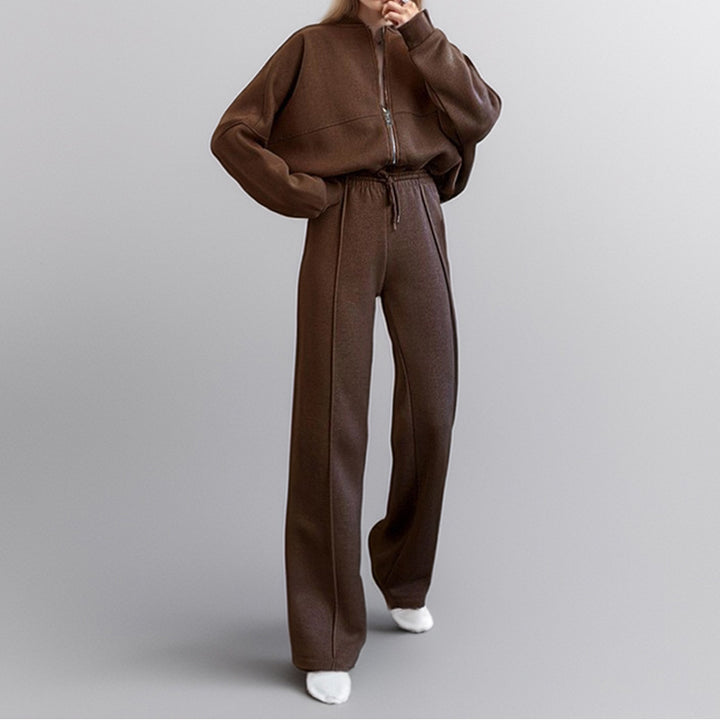 Ensemble sportif pour femmes avec fermeture éclair et jambes larges Levoire