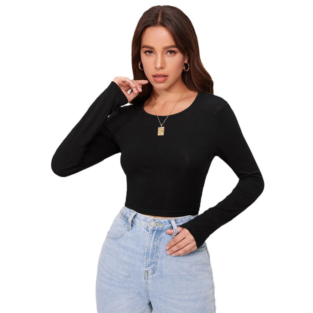 Chemise à manches longues crop pour femmes avec une texture côtelée élégante Levoire