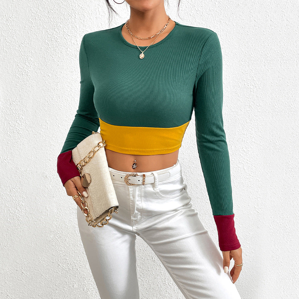 Top court pour femme avec design coloré et manches longues Levoire