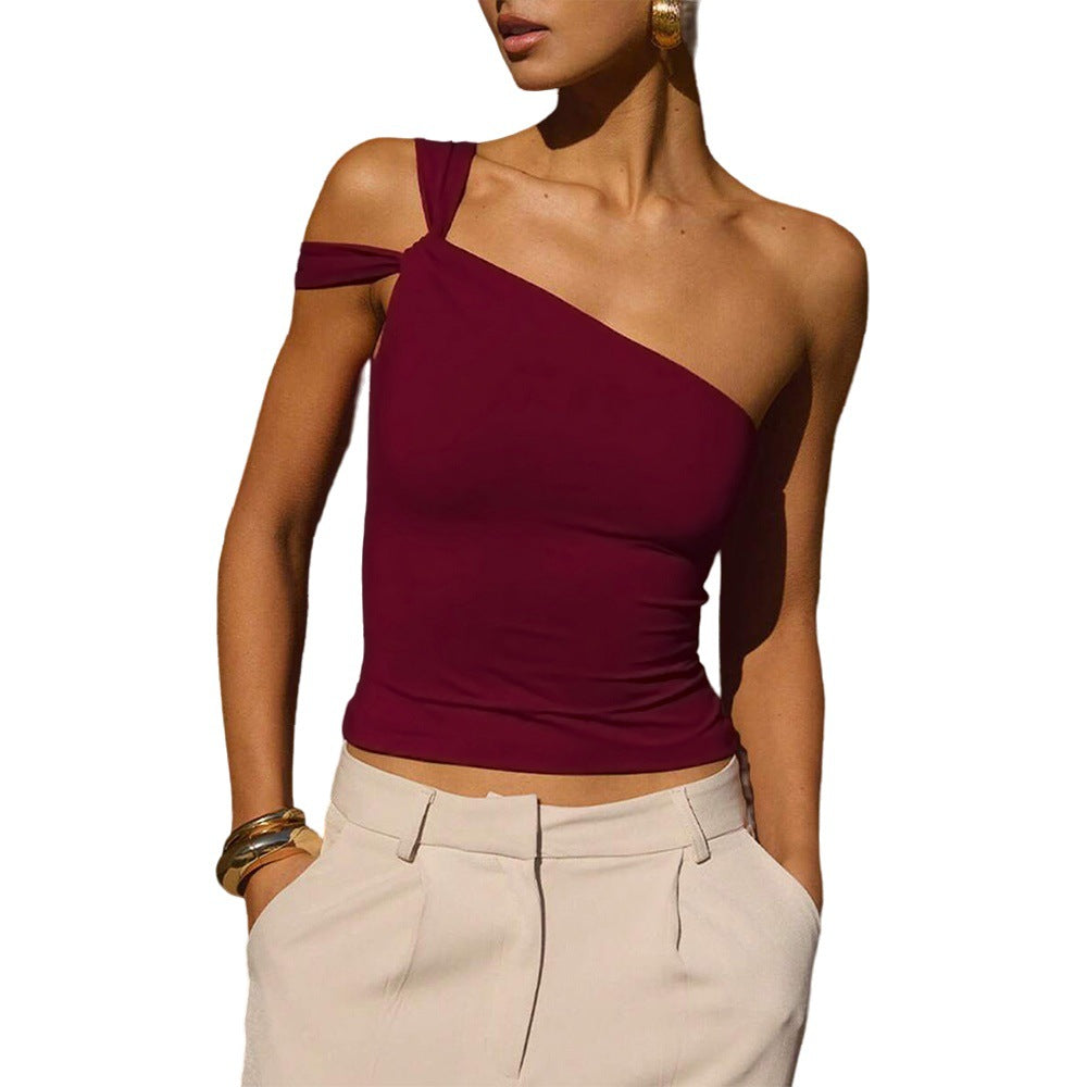 Top court asymétrique pour femme avec un design de nœud chic Levoire