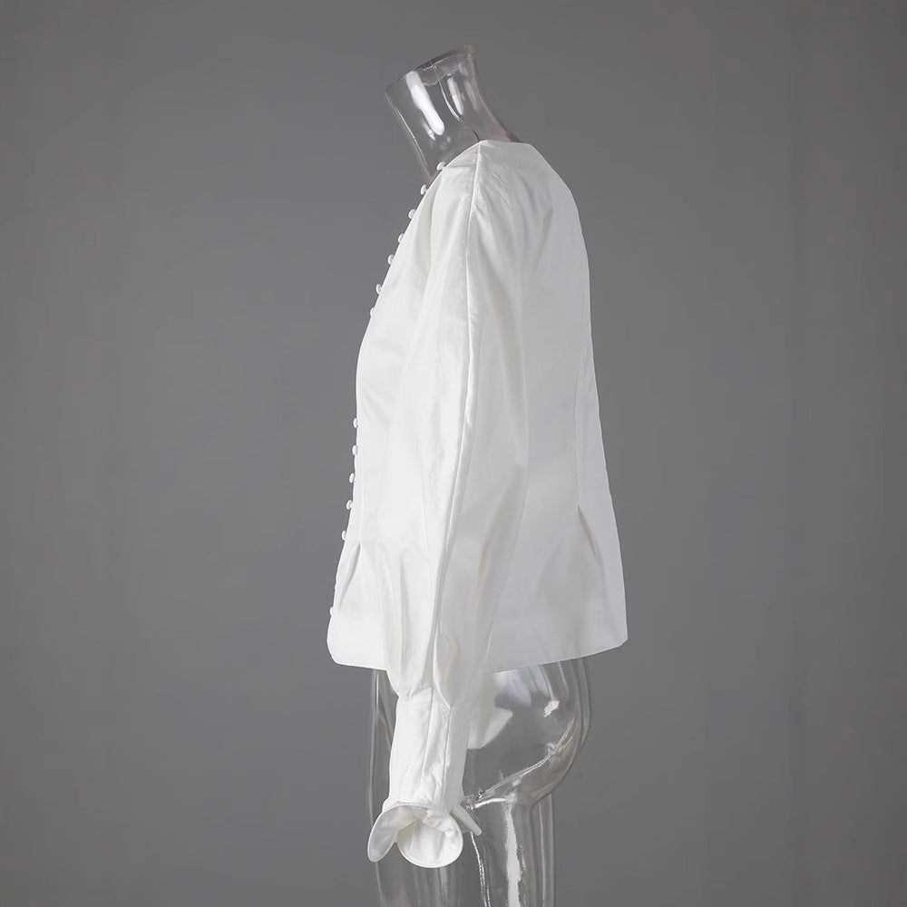 Levoire | Femme Élégante Blouse À Manches Longues Blanche Pour Femmes