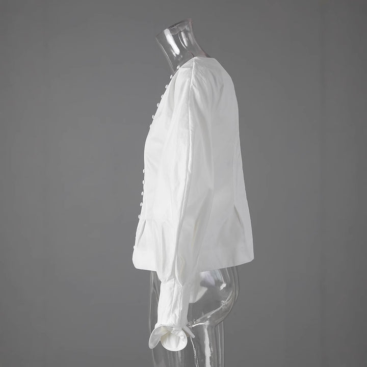 Levoire | Femme Élégante Blouse À Manches Longues Blanche Pour Femmes