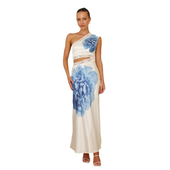Robe de soirée élégante pour femme avec un design asymétrique et des détails en dentelle de luxe Levoire