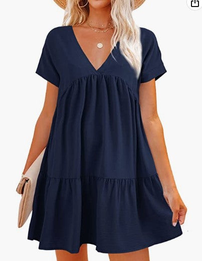 Robe femme à col en V avec un ourlet large et flottant Levoire