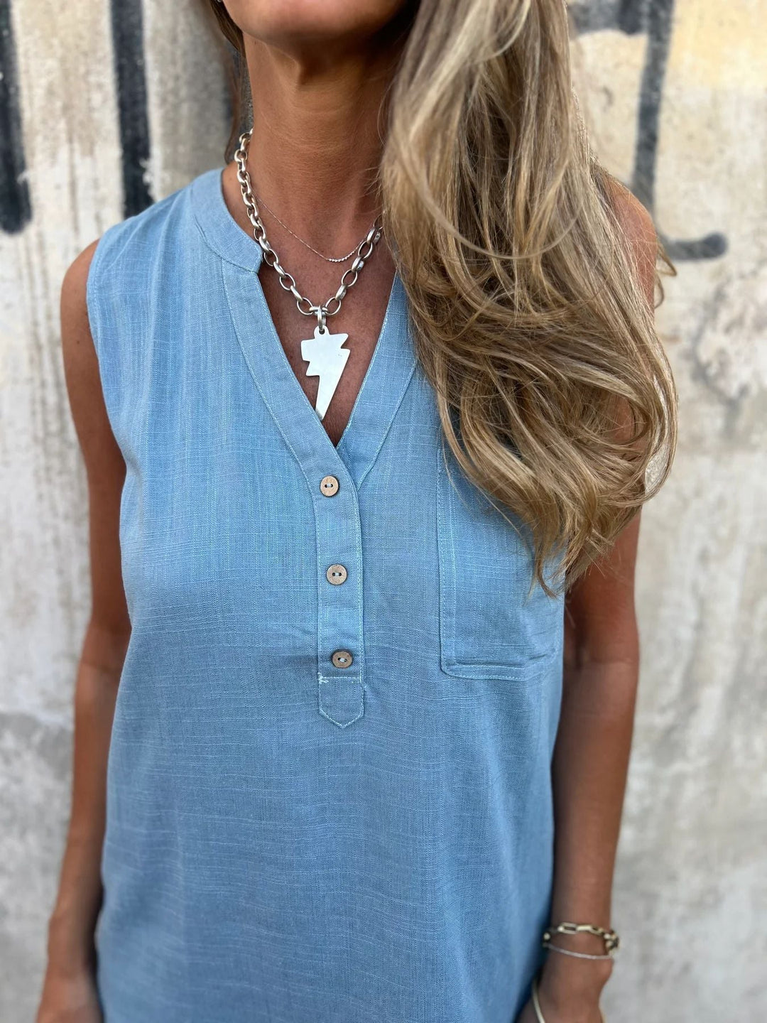 Levoire | Robe en lin Décontractée H ample Sans manches Robe en lin