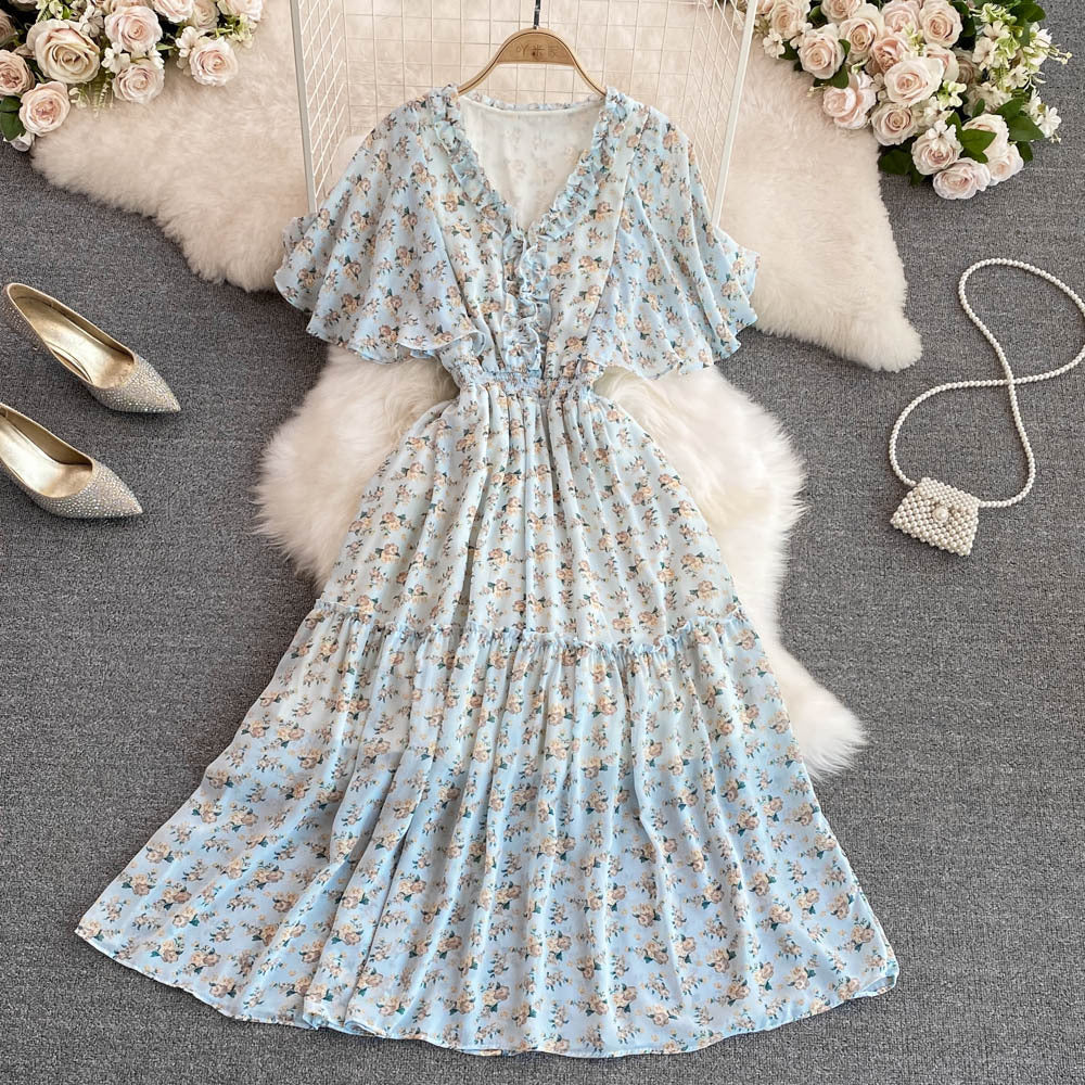 Levoire | Robe Élégante Avec Imprimé Floral Pour Femmes Bleu Taille unique