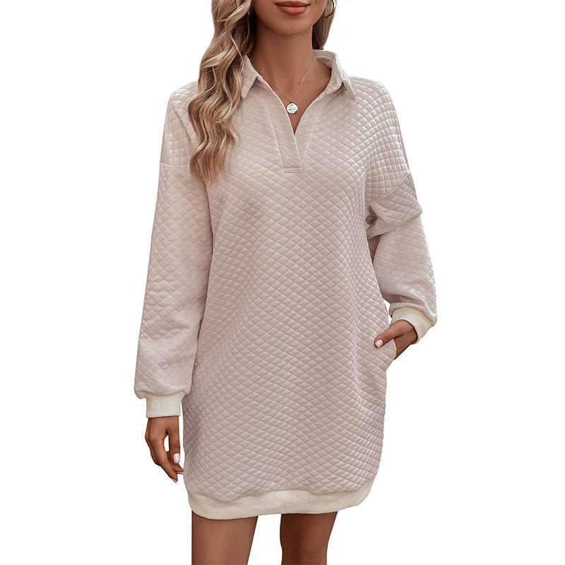 Robe pull femme avec col montant et motif gaufré réchauffant Levoire