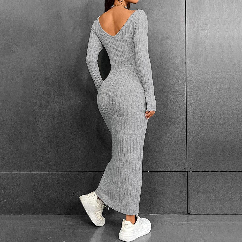 Robe tricotée ajustée à manches longues pour femmes Levoire