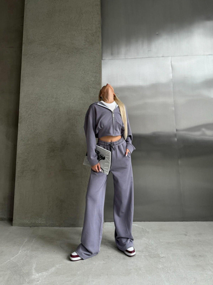 Levoire | Ensemble de sweatshirt à une couleur avec des cordons Gris foncé