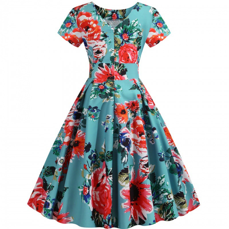 Robe florale midi pour femmes en tissu doux et jupe fluide Levoire