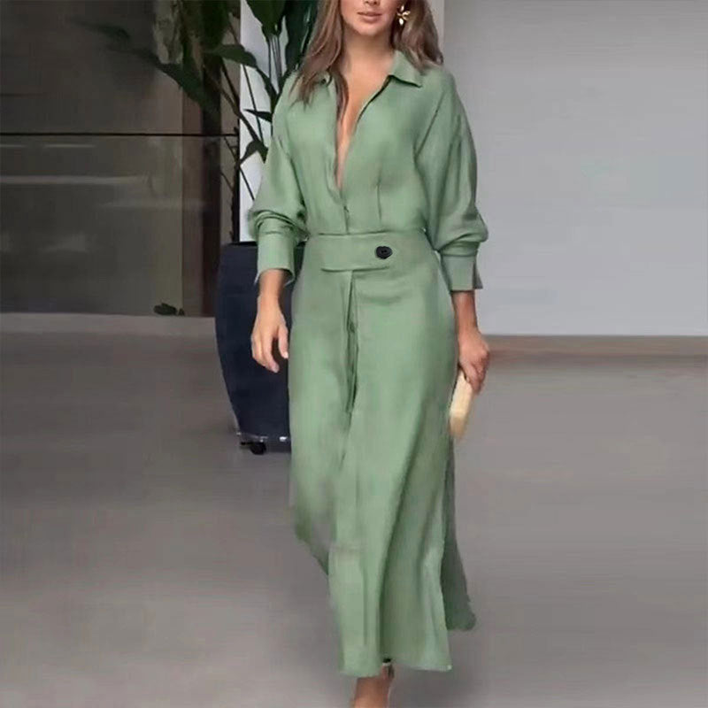Robe maxi femme avec un élégant décolleté en V et ceinture Levoire