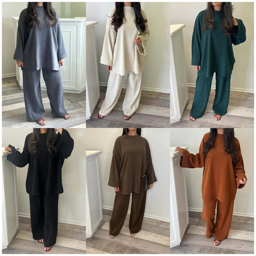 Ensemble de détente décontracté pour femmes en matériau côtelé doux avec une coupe ample Levoire
