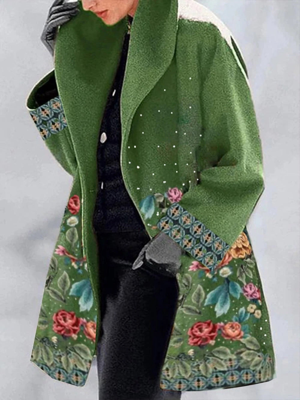 Levoire | Élégant Et Stylé Manteau Long Feuilles bleues