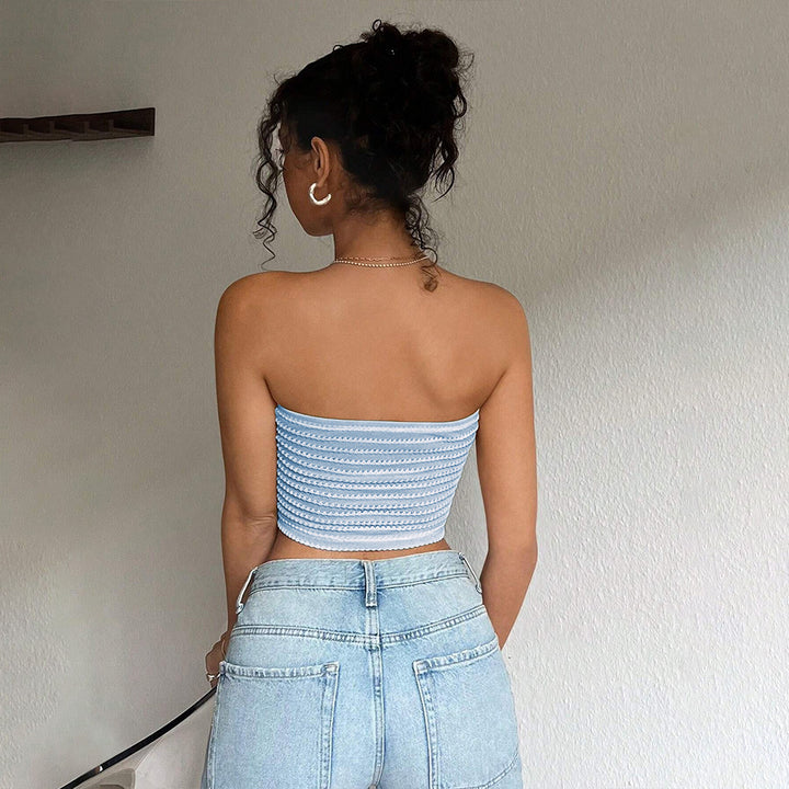 Top bandeau féminin avec motif en tricot côtelé tendance Levoire