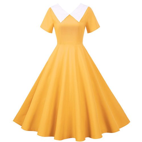 Robe Swing rétro pour femmes avec col élégant et jupe évasée Levoire