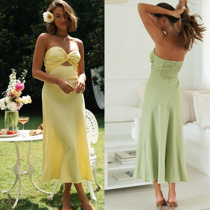 Robe midi pour femmes avec détail de nœud séduisant et coupe ajustée Levoire