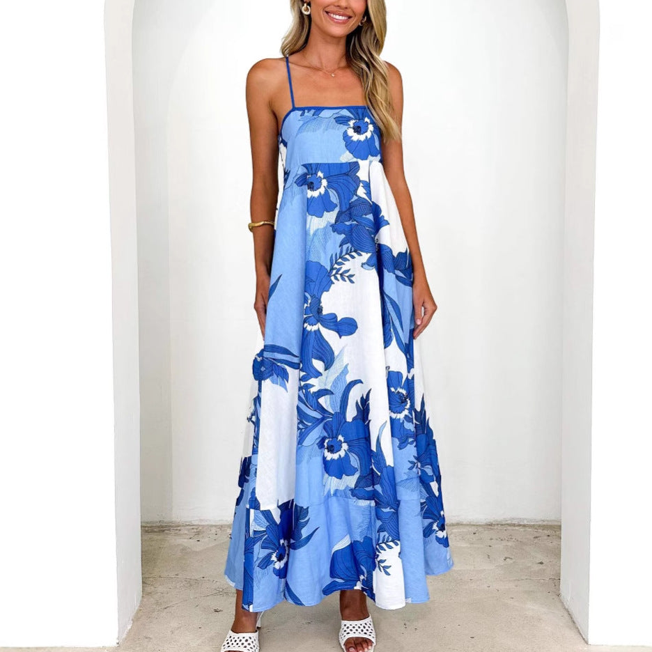 Robe maxi femme avec des bretelles élégantes et des accents floraux Levoire
