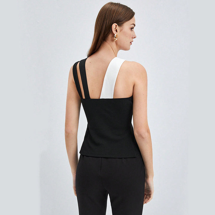 Haut asymétrique pour femmes avec un design élégant enroulé et de fins volants Levoire