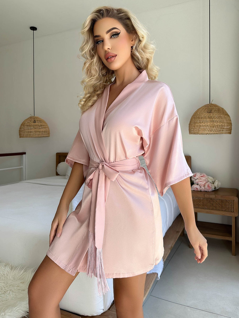 Levoire | Veste Courte Avec Ceinture, Pompon, Peignoir, Pyjama Sexy