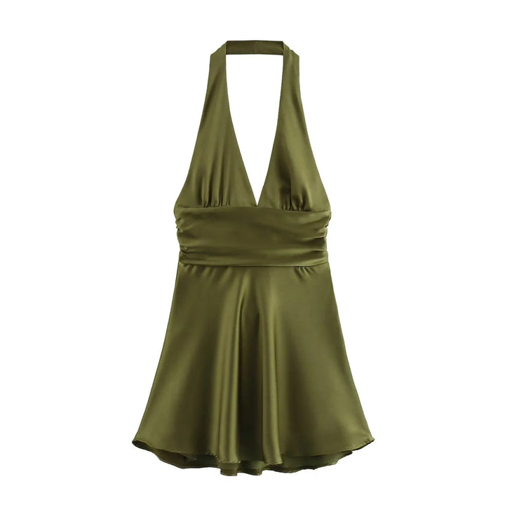 Levoire | Robe halterneck en soie de luxe d'été Vert