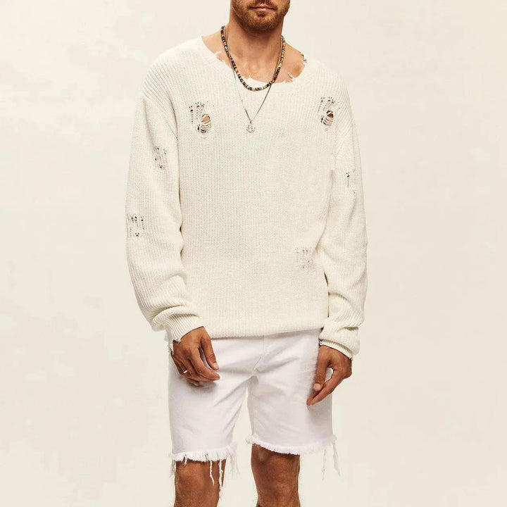 Levoire | Hommes Col Rond Laine Blanc