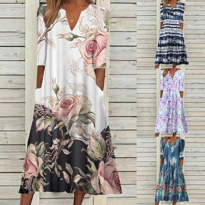 Levoire | Élégant Robe Mi-Longue Boutonnée Imprimée