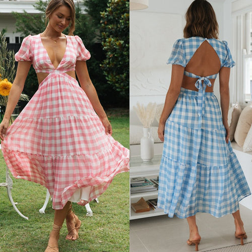Robe maxi femme avec découpes et manches bouffantes volumineuses Levoire