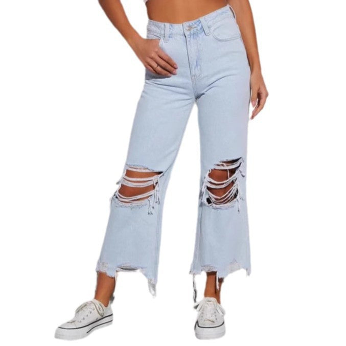 Jeans détruits pour femmes avec coupe loose et déchirures audacieuses Levoire