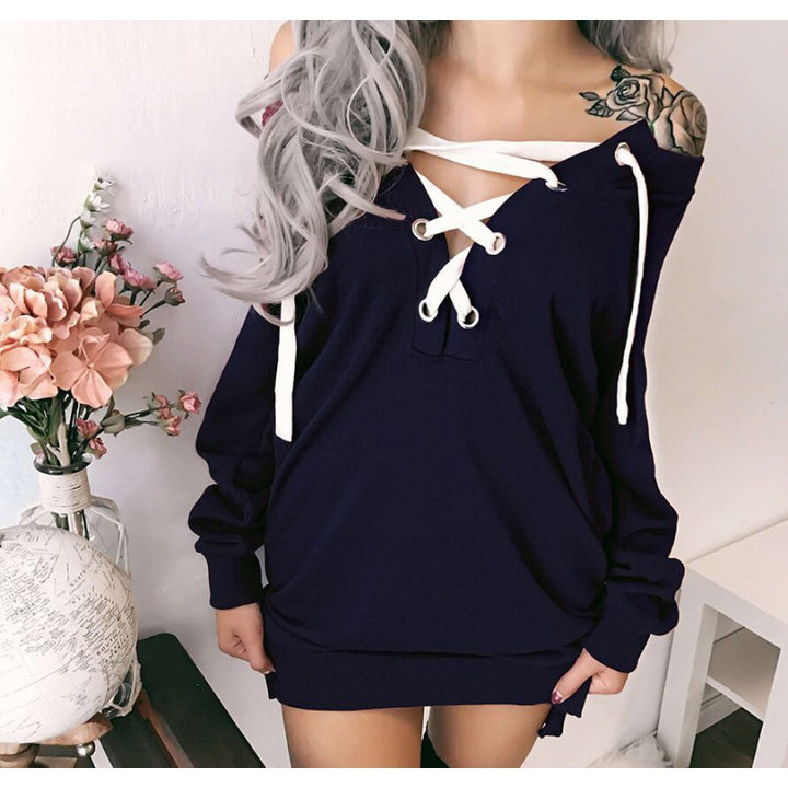 Sweat à capuche surdimensionné pour femmes avec design de lacet ludique Levoire